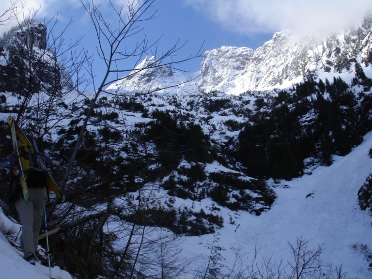 Getting out of the bush whacking and to the base of the cliff band