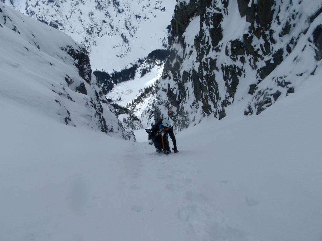 The final pitch to the summit of the Black Hole Couloir on Bandit Peak