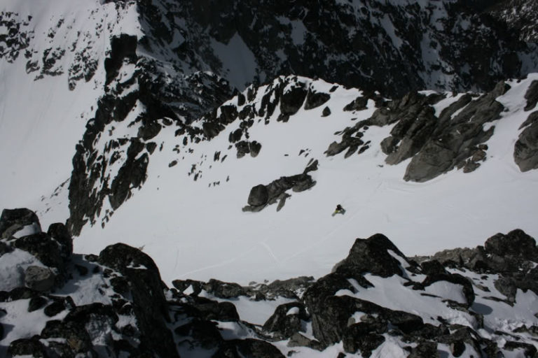 Scott riding halfway down the chute