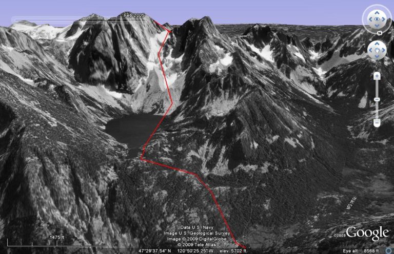 Our route up Dragontail Peak