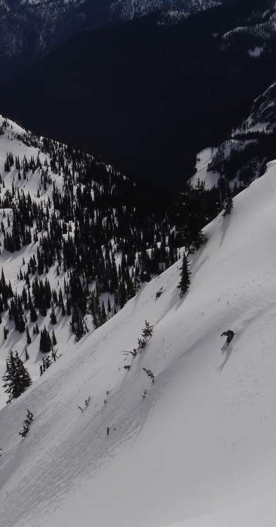Skiing the Sheep Lake Chute in the Crystal Mountain Backcountry