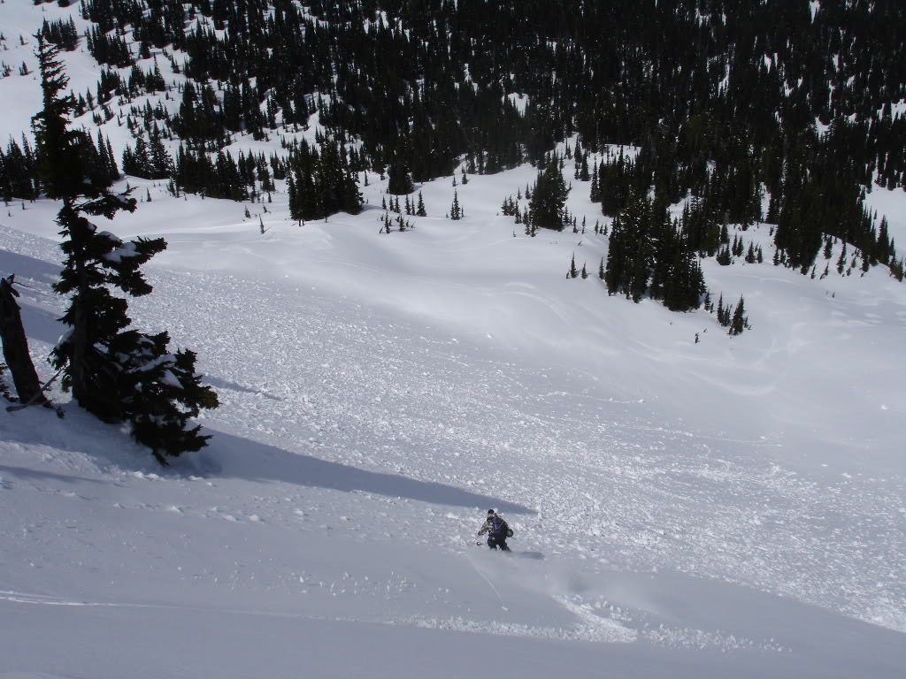 Dan skiing back into Silver Basin in the Crystal Mountain Backcountry