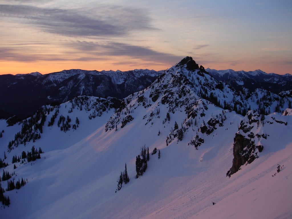 Climb up Silver Basin at Sunrise in the Crystal Mountain Backcountry Before riding the Sheep Lake Chute