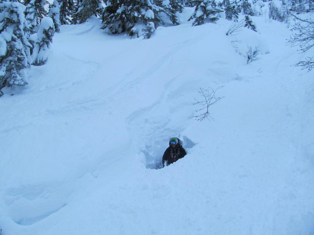 Scott finding a hole while snowboarding