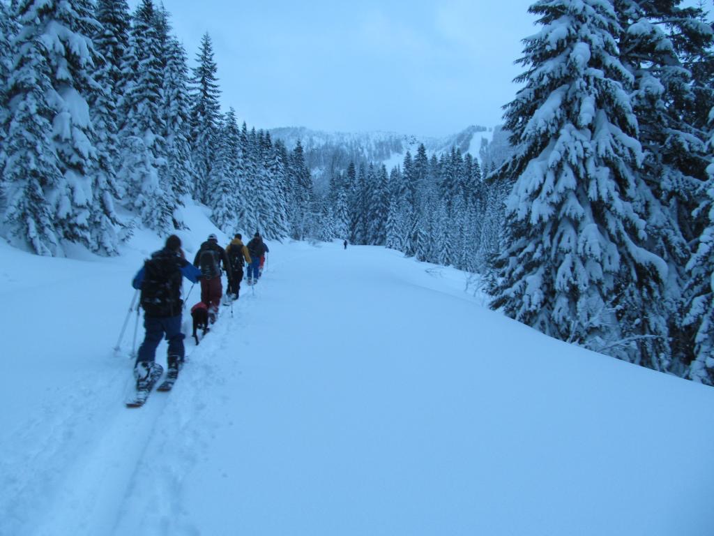 Our crew heading out the exit to Stevens Pass from the backcountry