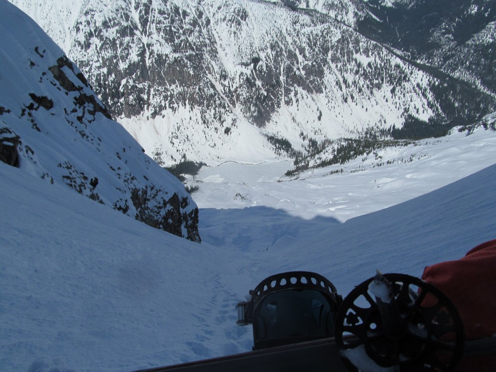 Looking back down on the Northeast Couloir of Goode Mountain
