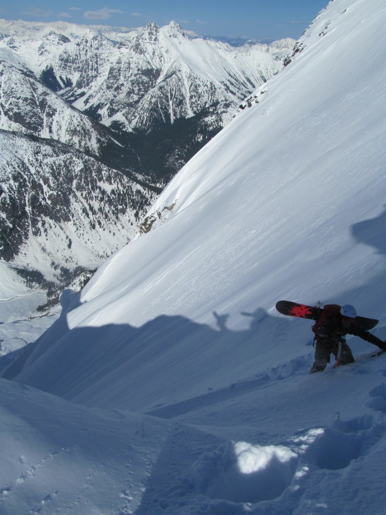 Scott Making it to the top of the Northeast Couloir of Goode Mountain