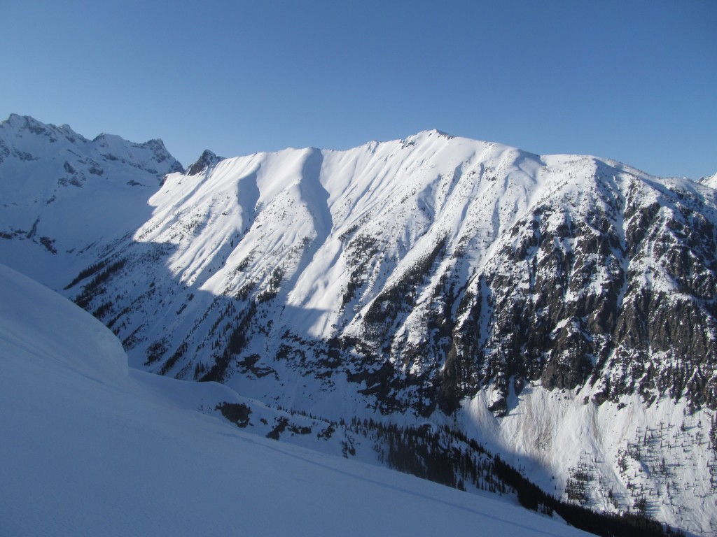 Looking towards Mount Logan and Fantasy ridge basking in the alpenglow