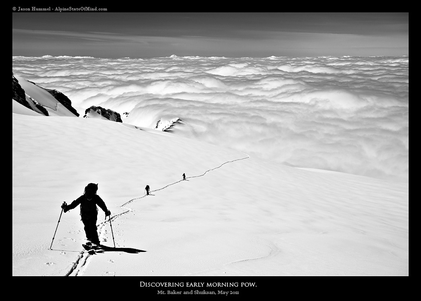 Finding good snow conditions on the Coleman Glacier