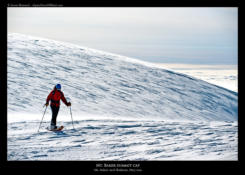 Skinning across the summit of Mount Baker