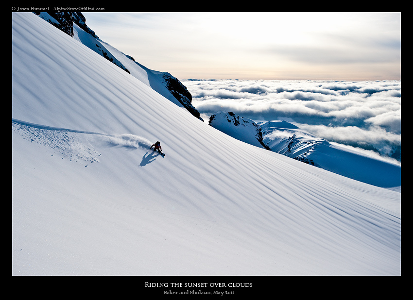 Snowboarding down the Coleman Glacier