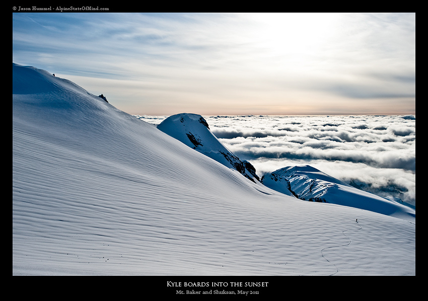 Riding down with the Puget Sound in the clouds below