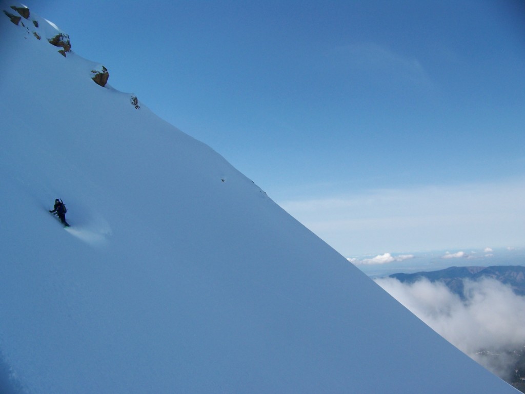 John making a turn on the steep upper face