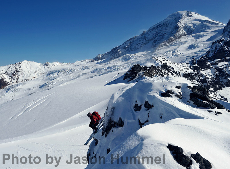 Josh dropping onto Heliotrope ridge