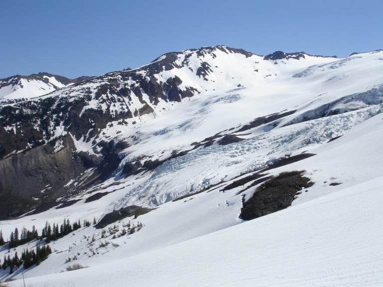 Looking at the toe of the Coleman Glacier