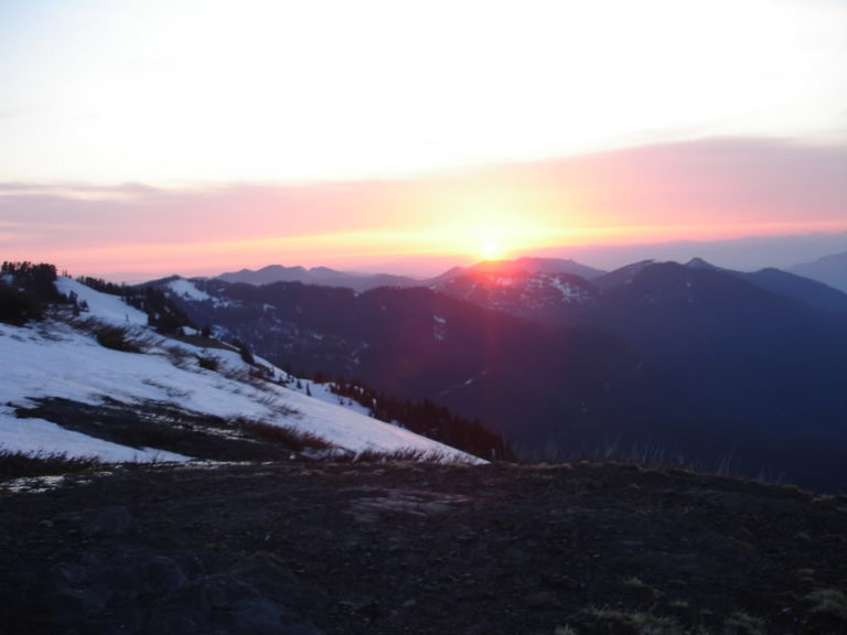 Sunset over the Puget Sound before climbing Mount Baker via the Coleman Deming Route