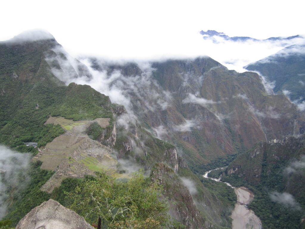 Looking down at Machu Picchu from Huayna Picchu
