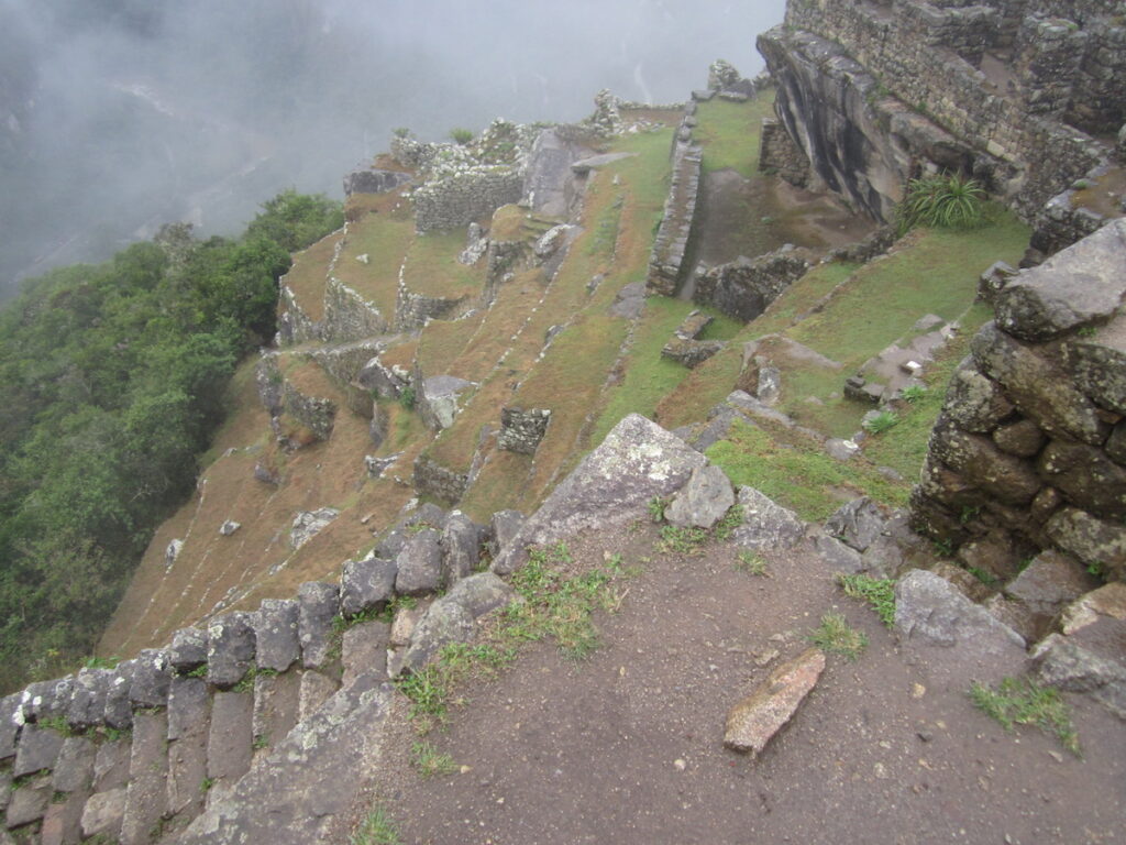 A steep drop at Machu Picchu
