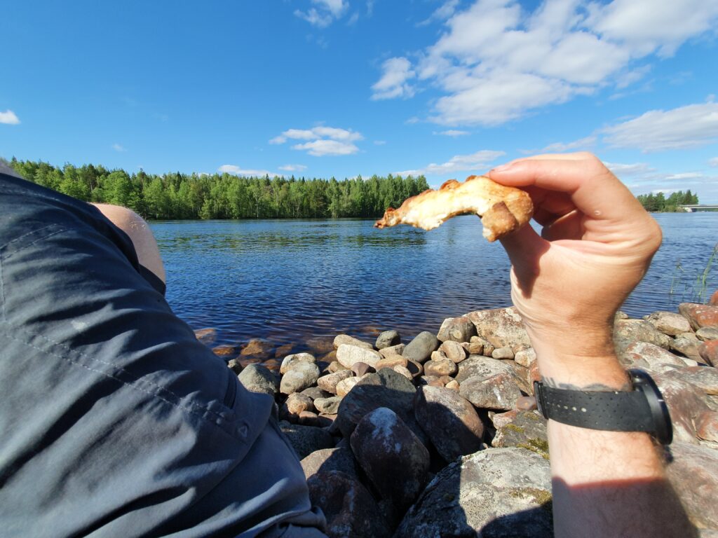 Enjoying a Karelian Pie in Karelia