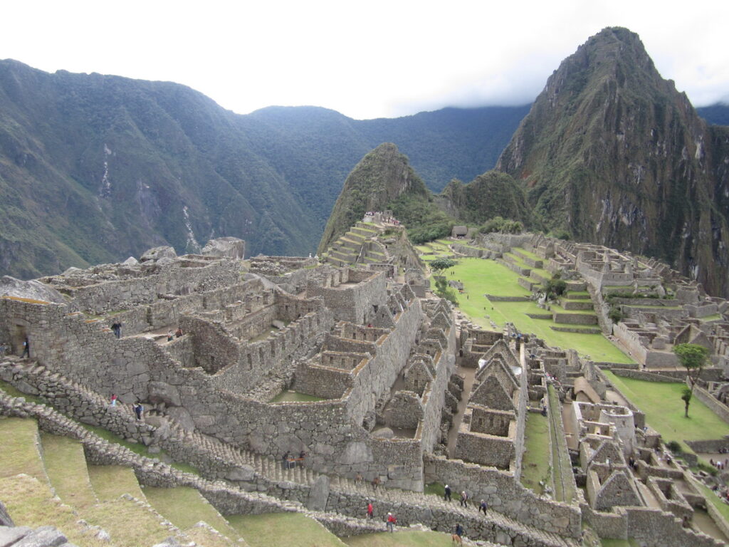 Looking at the stone work at Machu Picchu