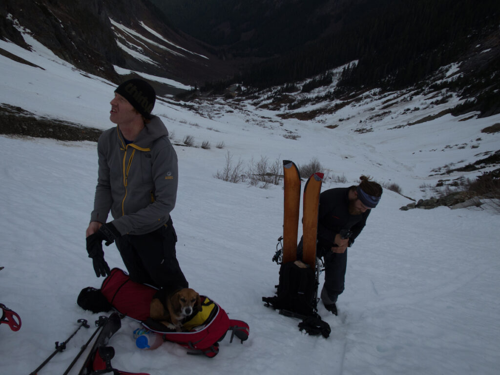 About ready to climb up to Cascade Pass in the snow