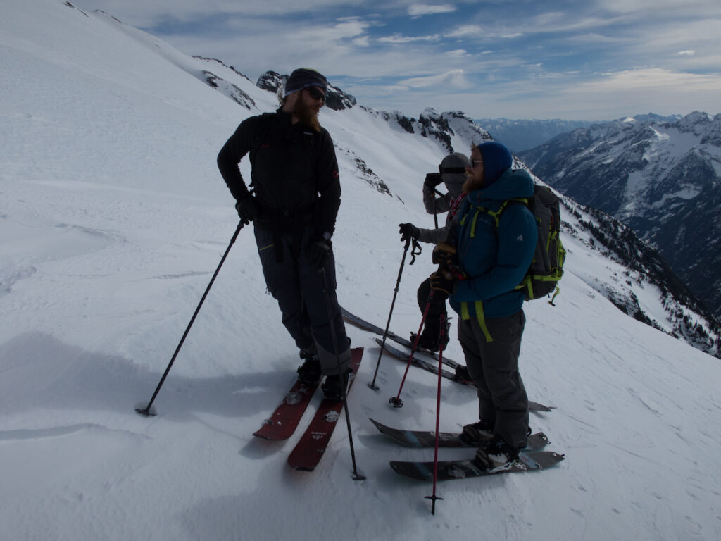 Preparing to climb the upper slopes of Sahale Mountain