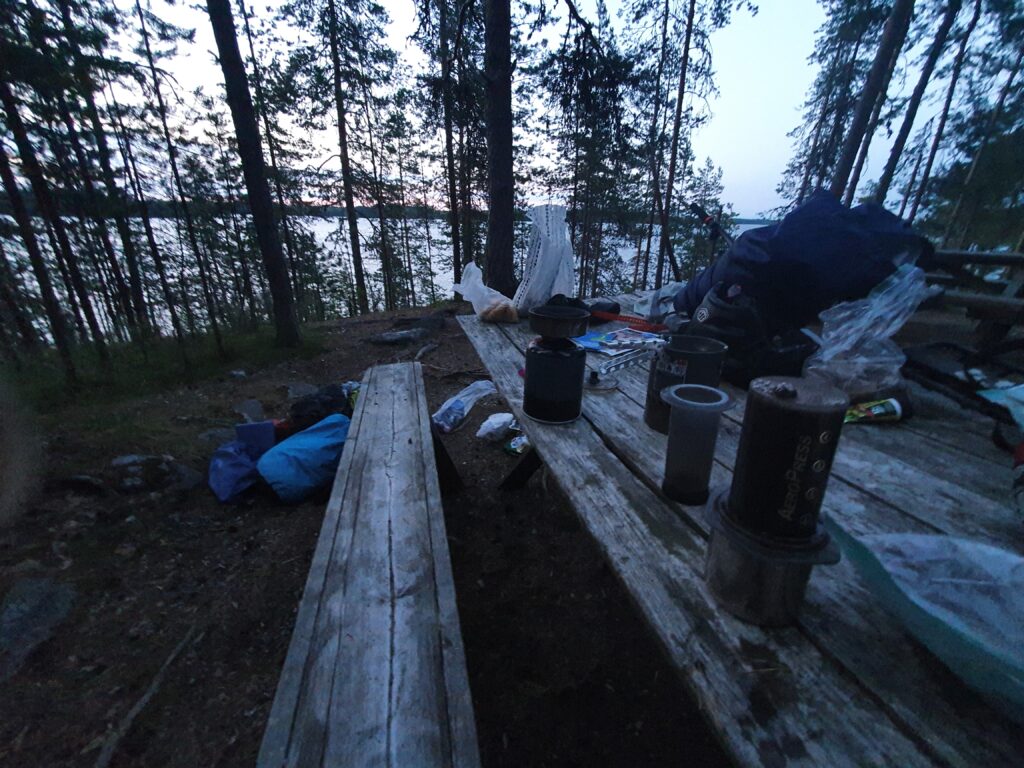 Setting up camp on Laukansaari