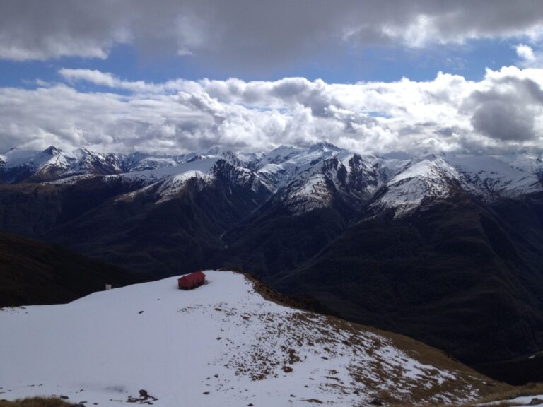 Enjoying the view of the Southern Alps and the Brewster Hut