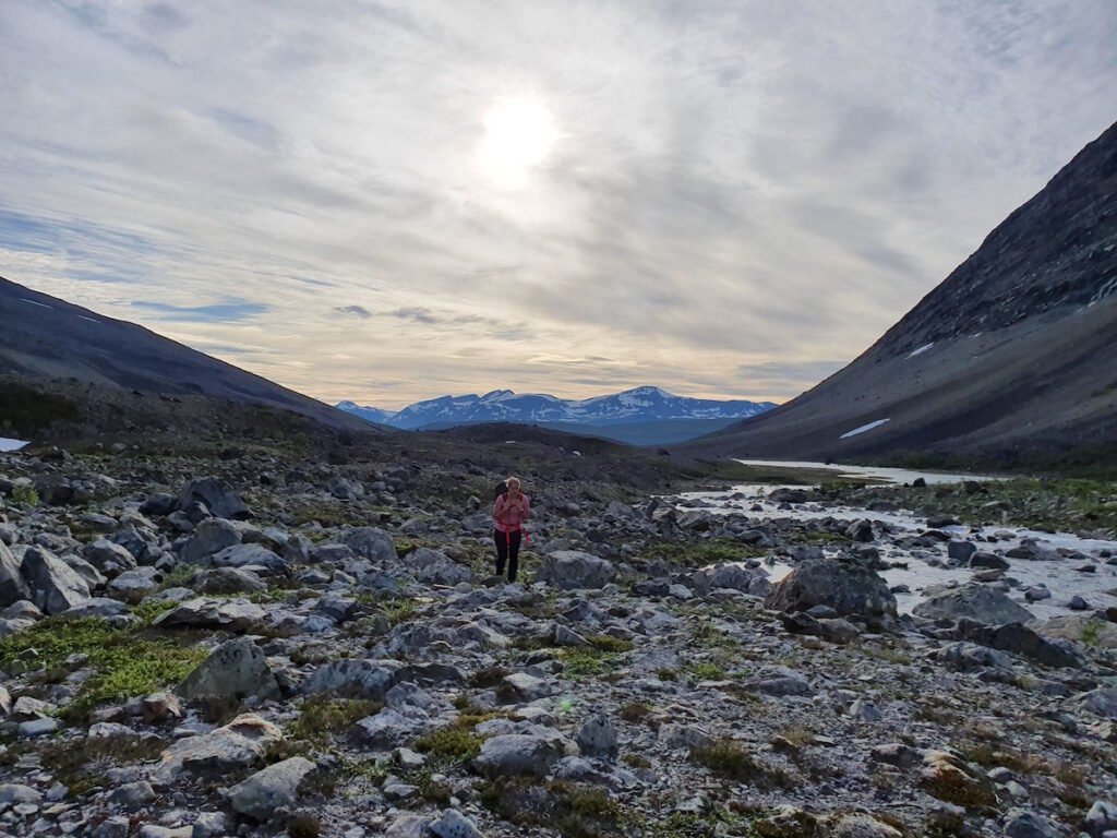 Beautiful weather while summer hiking in the Lyngen Alps