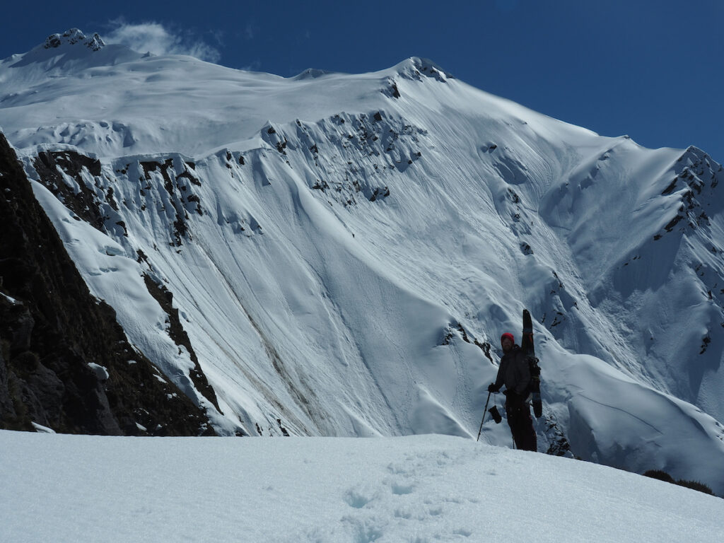 Climbing with Mount Barff in the distance