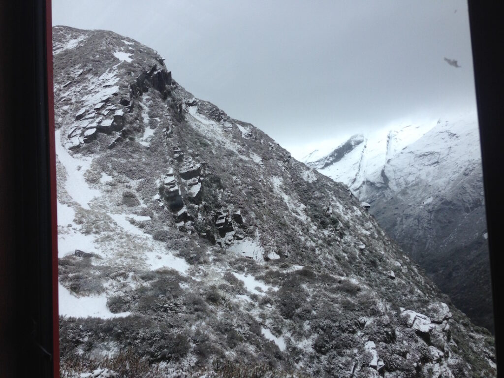 Looking at the Liverpool Hut trail with new snow