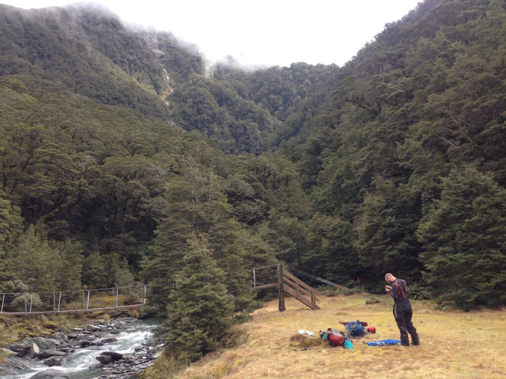 A moment of rest after down climbing the Liverpool Hut trail