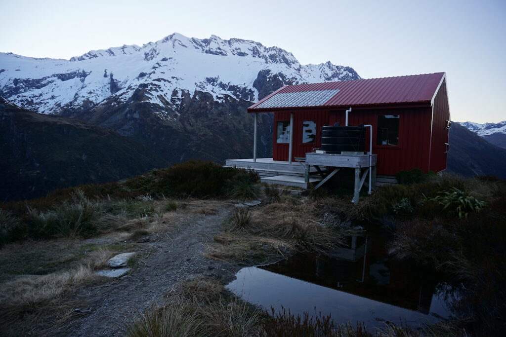 The Liverpool hut and Mount Barff in the distance