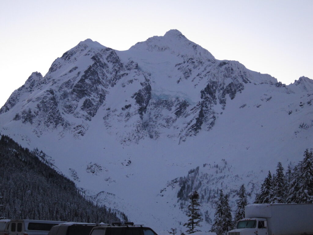 Looking at the Northwest Couloir on Mount Shuksan