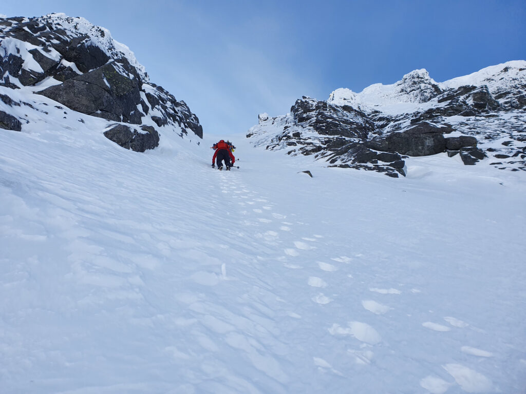 Making our way up the chute