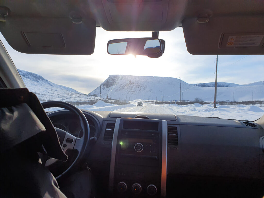 Driving out to Revda for ski touring