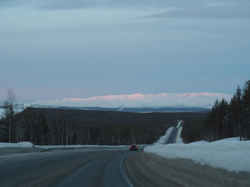 Driving in the khibiny mountains kola peninsula Russia