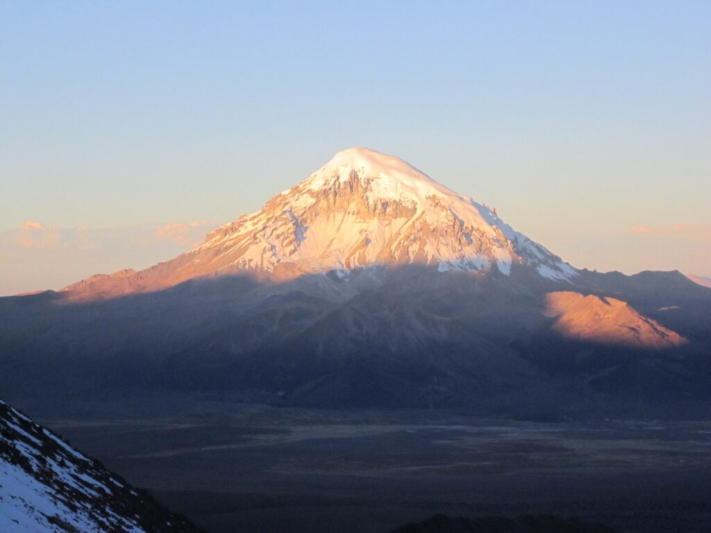 Watching a sunset of Sajama while Snowboarding in Bolivia