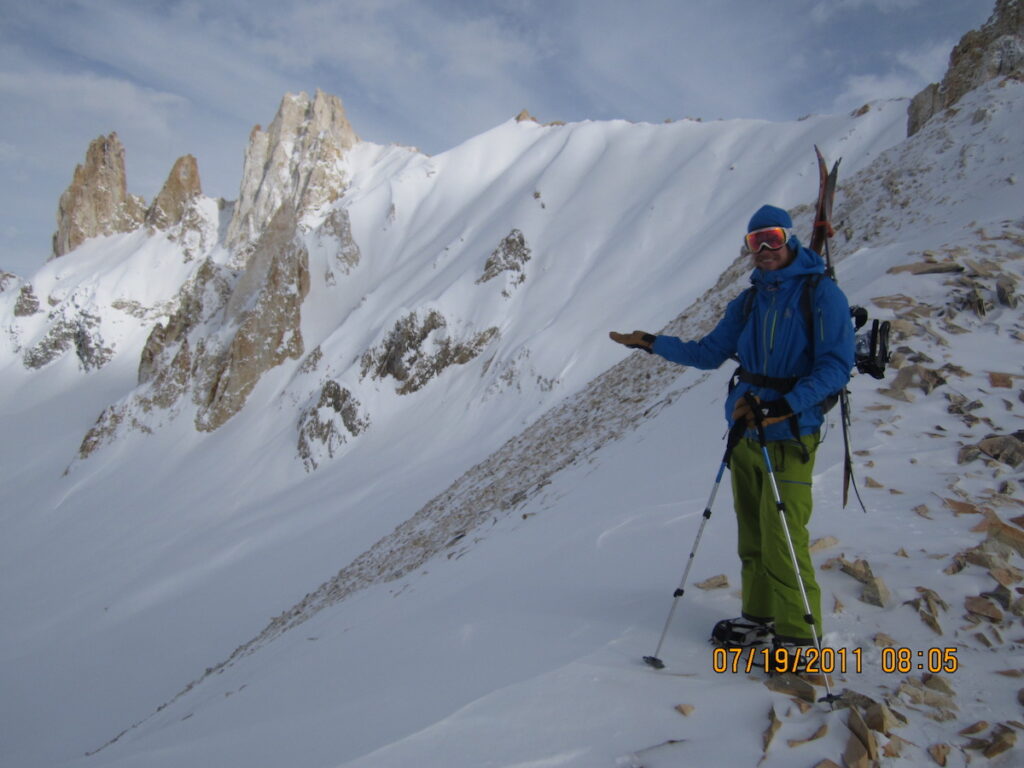 About ready to ride some backcountry while snowboarding in Argentiina