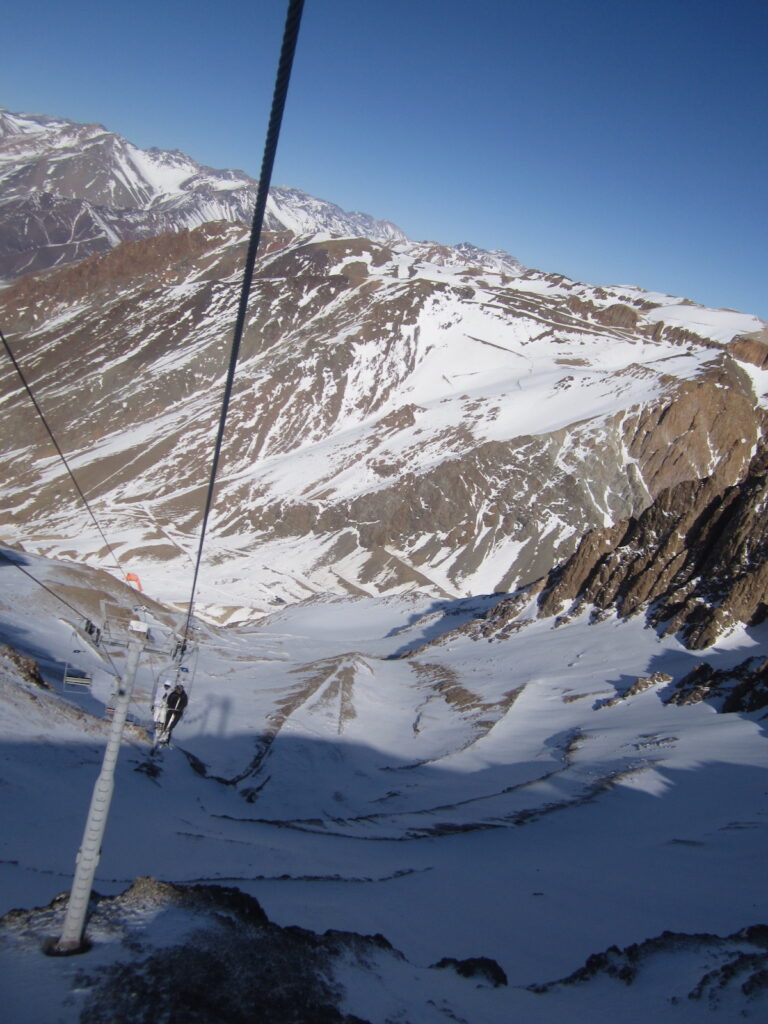 Heading up the Marte chair in Las Lenas