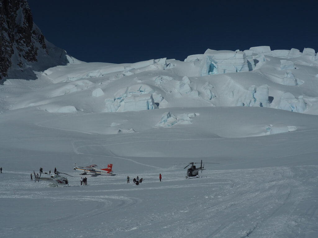 A busy day with people guiding on the Tasman Glacier
