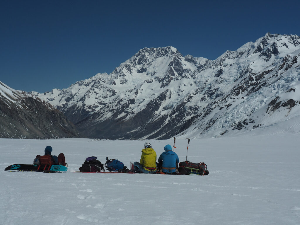 Enjoying the view of Mount Cook from the Tasman Glacier