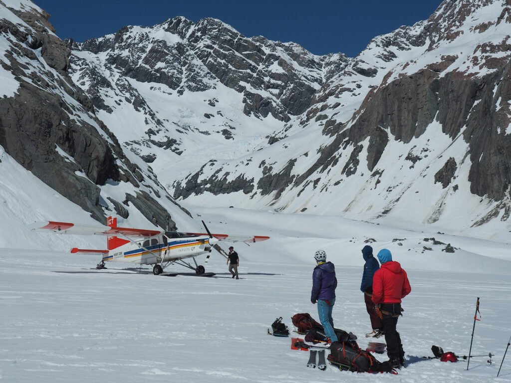 Loading up the ski plane at the base of the Tasman Glacier