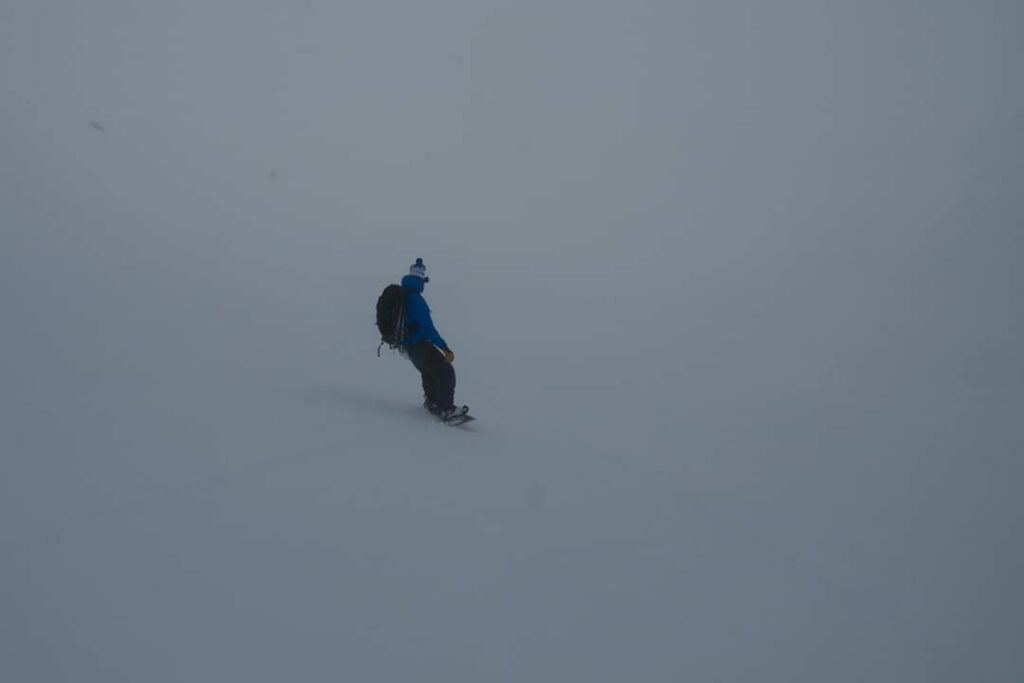Finding my way into the storm on the Emmons Glacier