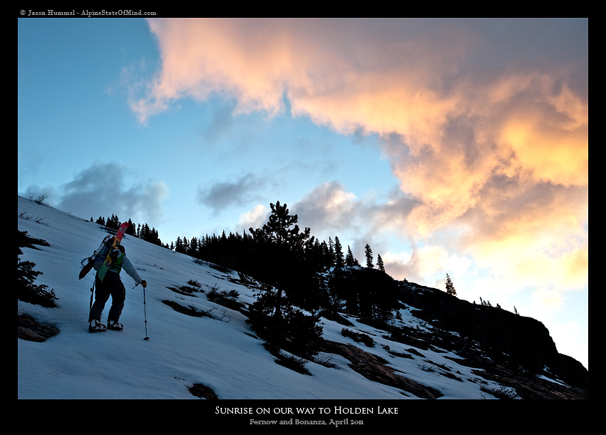 Climbing up to Holden Lake near the base of Bonanza Peak