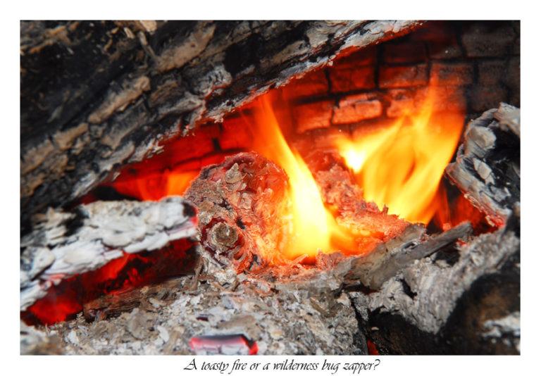 Having a fire in Glacier Peak Wilderness to keep the flies away