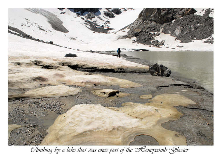 Climbing onto the Honeycomb Glacier and off towards Glacier Peak