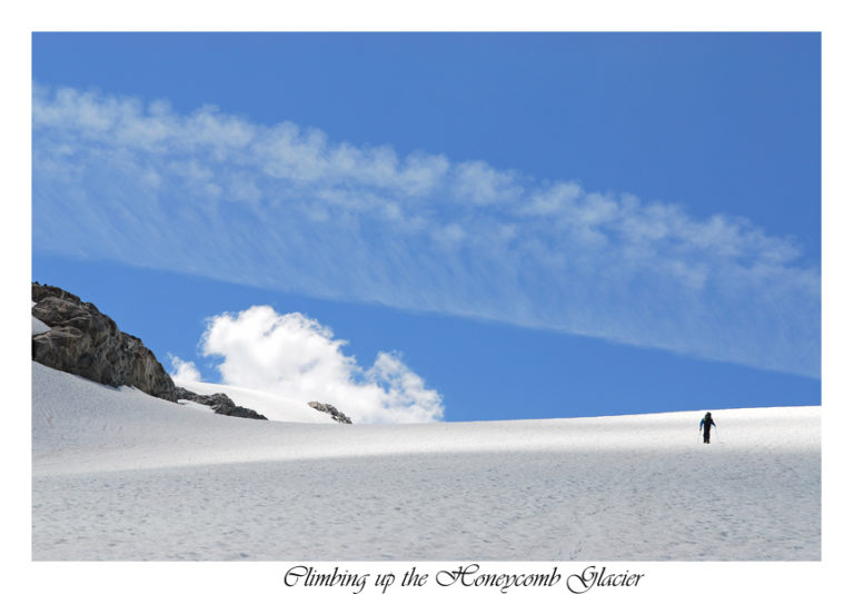 Climbing up the Honeycomb Glacier to the base of Glacier Peak