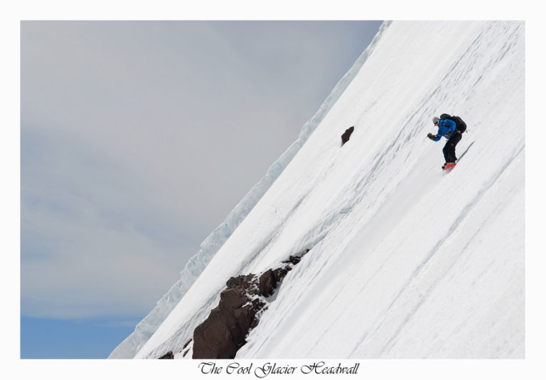 Snowboarding down the Cool Glacier headwall of Glacier Peak
