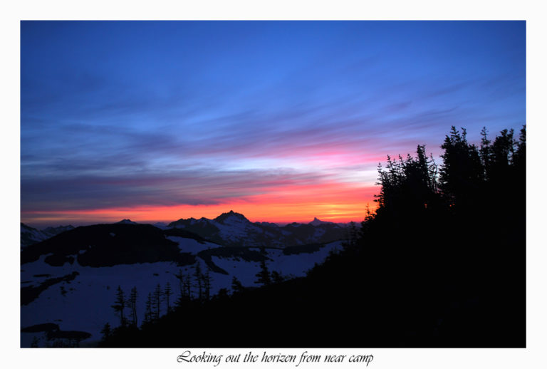 Sunset from Camp on day 5 of the Dakobed Traverse